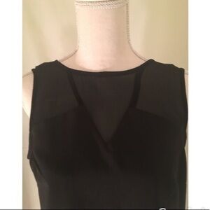 PHILOSOPHY SLEEVELESS TOP WITH YOKE SHOULDERS, SIZE SMALL, BLACK